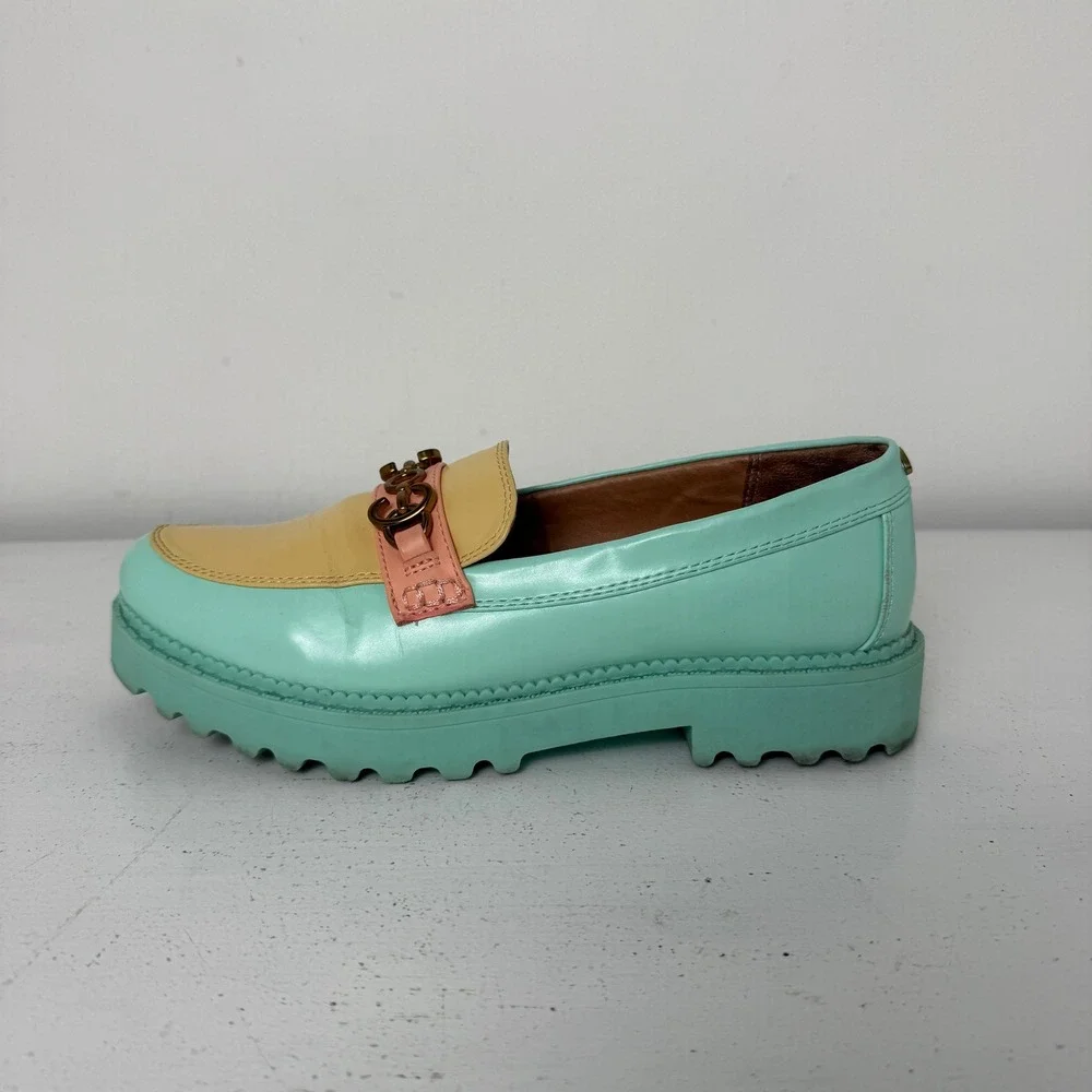 Circus NY Darielle Pastel Colorblock Platform Lug Sole Loafers Mint‎ Yellow 8.5